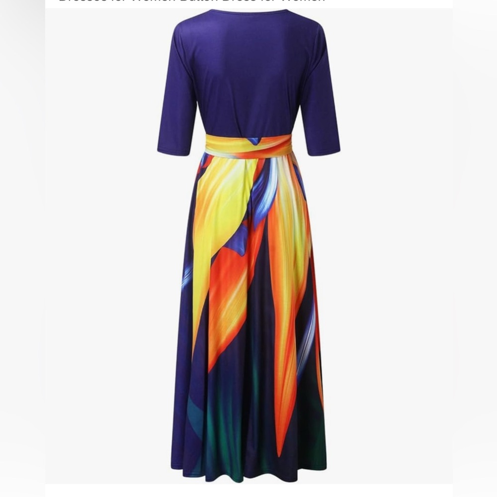 Womens Maxi Dress Long Sleeve Loose Floral Print - Picture 4 of 7